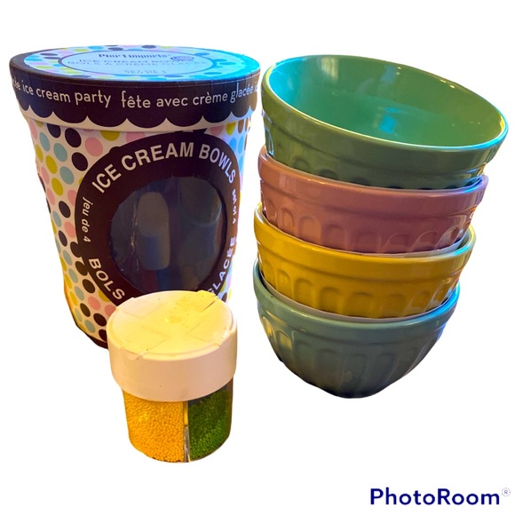 NIB Pier 1 imports STONEWARE SET OF 4 ICE CREAM PARTY BOWLS DESSERT DINNERWARE - Picture 12 of 13